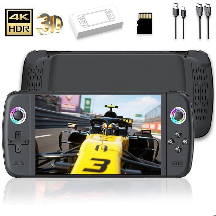 Console de jeu portable M27 64 Go de mémoire interne avec 20 000 jeux système EmuELEC écran IPS de 7 pouces édition HD
