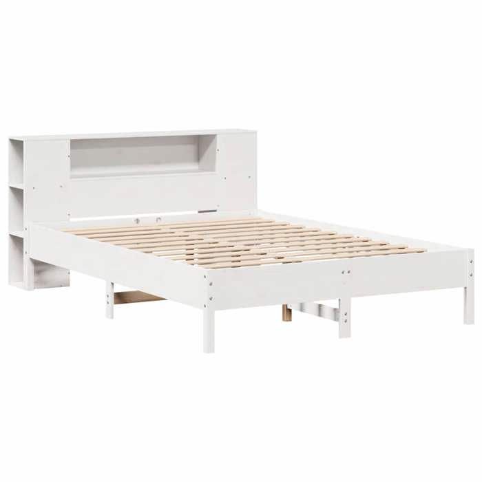 2 Places - Lit bibliothèque double - VIDAXL - Tête de lit rangement - blanc 160x200 cm - Bois pin massif FR_002556894