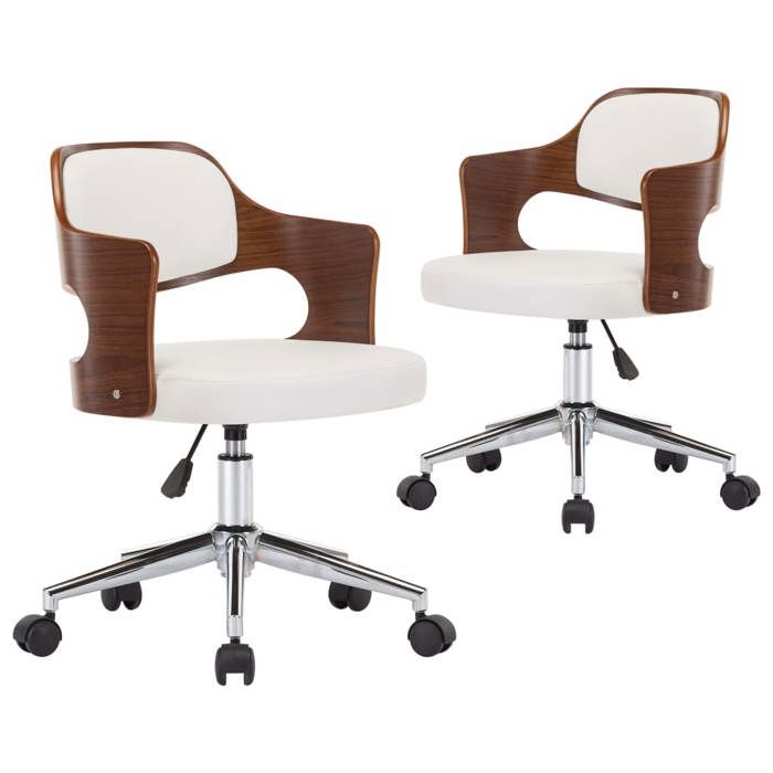 Les Soldes Chaises à manger Pivotant sur 360°- CLOUD - 2 PCS - Fauteuil avec Dossier - bois courbé et similicuir J432