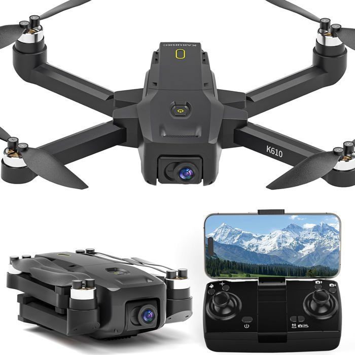 Drone HYTOBP S166 Avec Caméra 4K GPS – Moteur Brushless, 60 Min De Vol (3 Batteries), Retour Auto, Suivez-moi, Résistant Au Vent, 249g – Noir