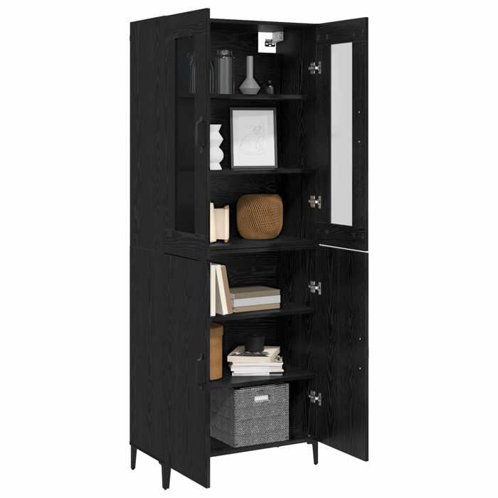 Haut Armoire - CLARENCE® - Montage simple - Buffet bahut/Armoire de Cuisine - 2 pcs Chêne noir - bois dingénierie B971773