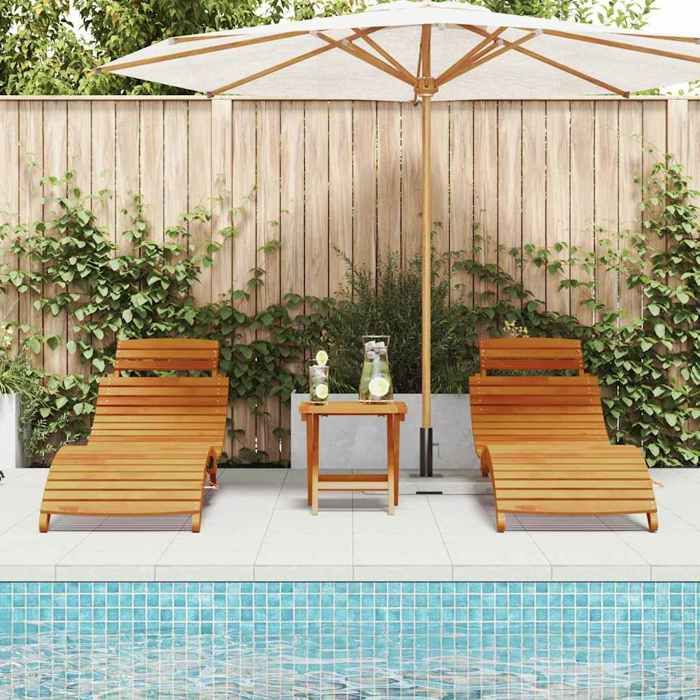 (Promo 2026)Transat 2 pcs SHIELD Fauteuil long de piscine arrière-cour Marron 55x184x64cm Bois dAcacia Massif 55x184x64cm 890076