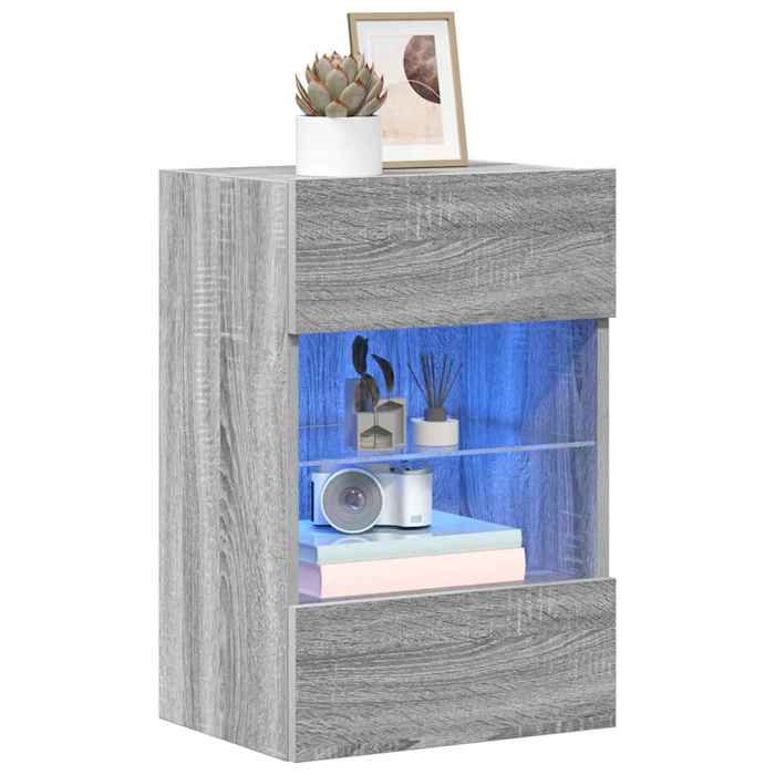 Armoire TV - MODERNE - Meubles muraux avec lumières LED pour TV - 2pcs - Montage Simplifié - sonoma gris 40x30x60 5c