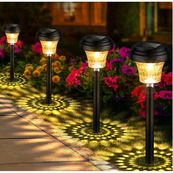 Lampe Solaire Exterieur Jardin 8 Pièces Lumiere Solaire Exterieur avec Lumière Chaude et 7 Couleurs RVB IP65 Étanche Eclairage