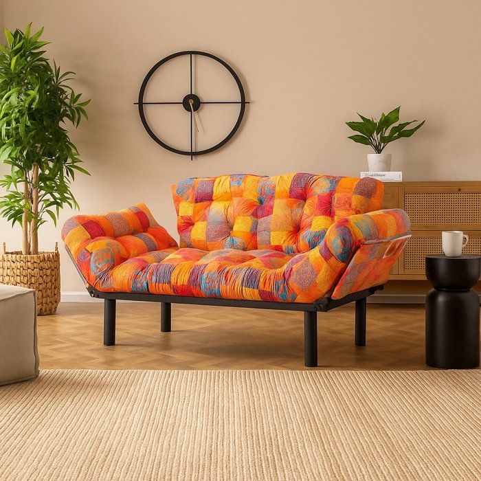 Canapé-Lit 2 Places Guchol Dmora Tissu Multicolore 155x70 cm Canapé-Lit 2 Places Guchol Dmora Tissu Multicolore 155x70 cm