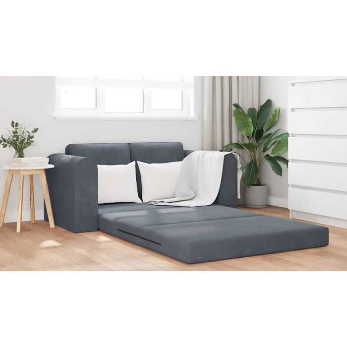Gris SOFA Convertible - Moderne - Canapé-lit - 1 place - 60cm Gris foncé Velours C929