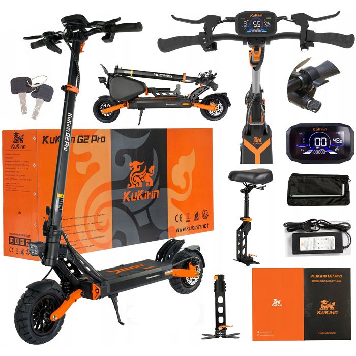 KuKirin T3 Trottinette électrique 48V 15.6Ah – 58 Km, Pneus 10 Pouces, LED, Moteur Arrière, Freins Disque, Pliable