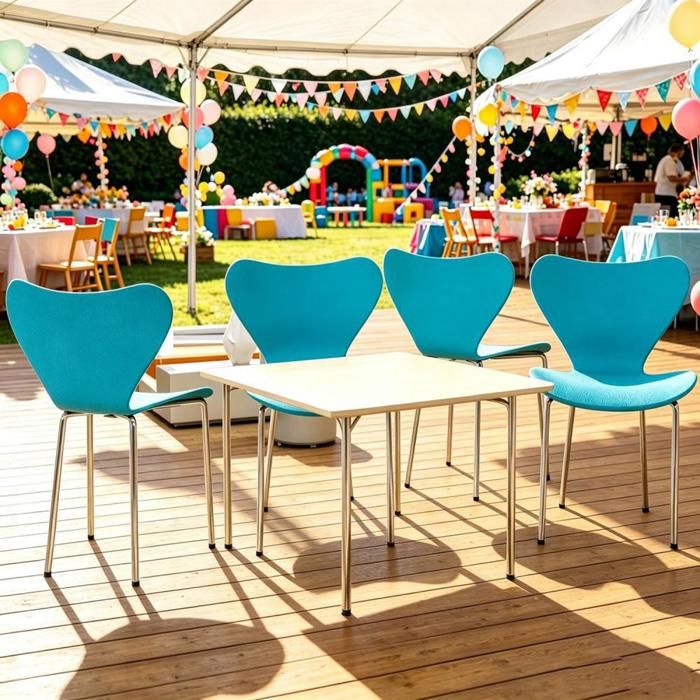 VIVOLILV Lot de 4 Chaises de Salle Manger Bleu Scandinave Empilable Chaises de Cuisine Siège en PP Plastique 45x42x82 5 cm