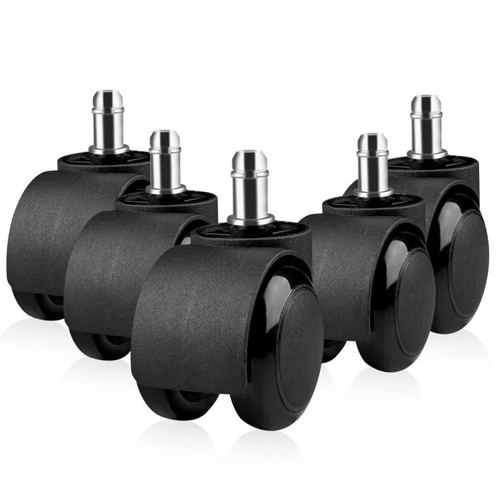 Roulettes pour chaise de bureau (lot de 6) diamètre de 11 mm pivotantes à 360° compatibles avec les chaises gaming noires