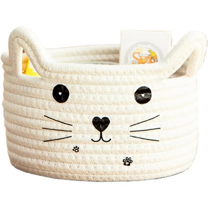 Joli panier de rangement tissé en forme danimal en corde de coton mignon. Idéal pour ranger chambre et salon. - Blanc - Blanc Joli panier de rangement tissé en forme danimal en corde de coton mignon. Idéal pour ranger chambre et salon. - Blanc - Blanc