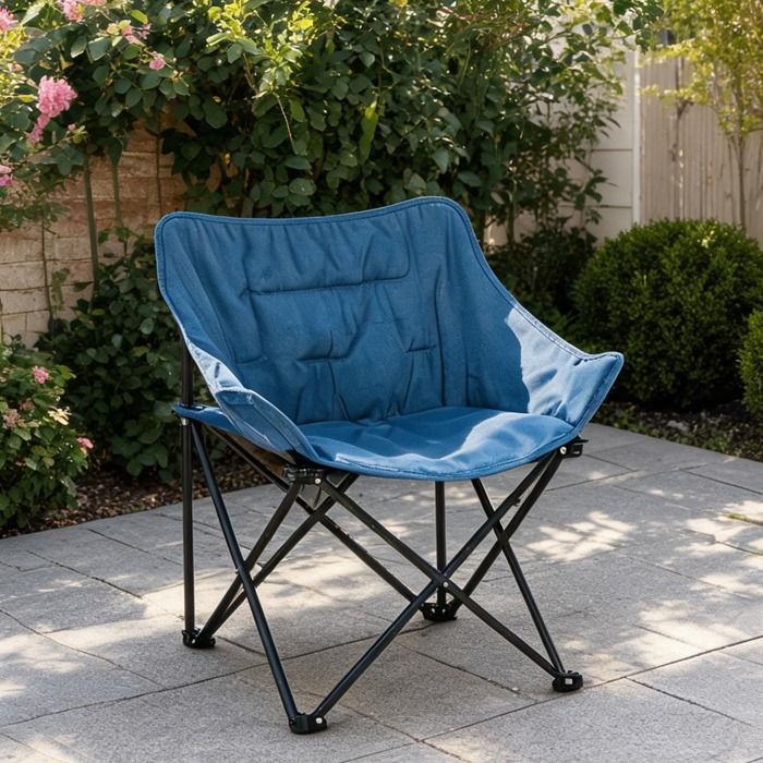 Fauteuil pliant en tissu Oxford et daim synthétique coloris classic black usage camping et jardin