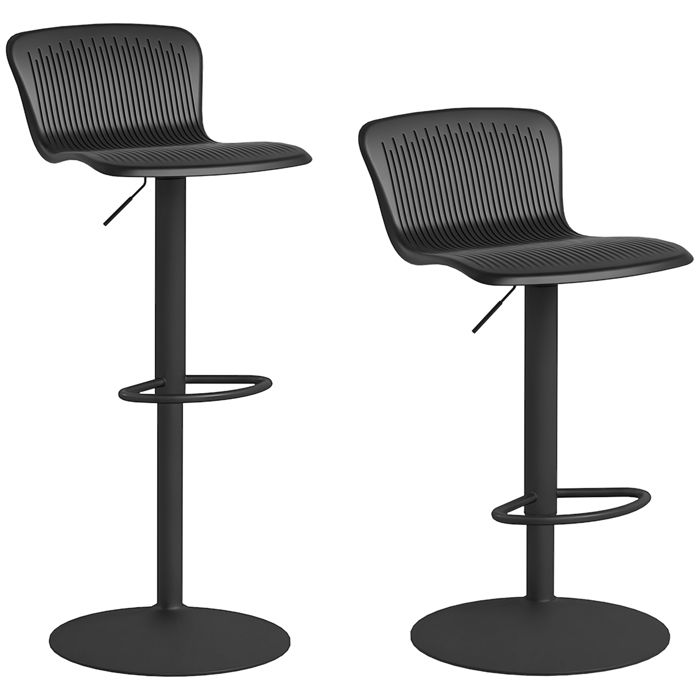 CollaHausse Lot de 2 Tabourets de Bar avec Dossier Pivotants et à Hauteur Réglable en Polypropylène Couleur Noire CollaHausse Lot de 2 Tabourets de Bar avec Dossier Pivotants et à Hauteur Réglable en Polypropylène Couleur Noire