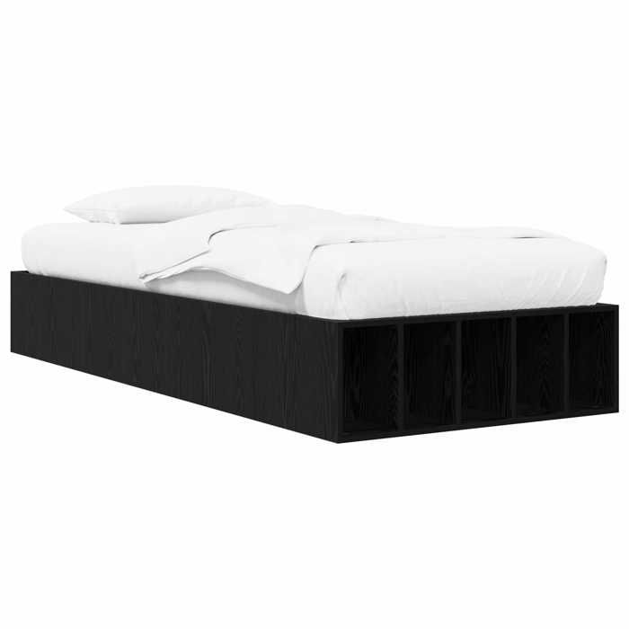 Lit coffre - Cadre de lit simple avec rangement avec étagère - vidaXL - chêne noir - bois dingénierie - 80 x 200 cm 8736235