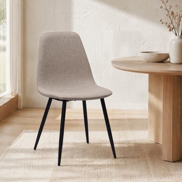 Chaise De Salle A Manger En Tissu Beige Lot De 2 Siege Scandinave FloraGrace Pour Salle A Manger Montage Simple 43x52x84 5cm