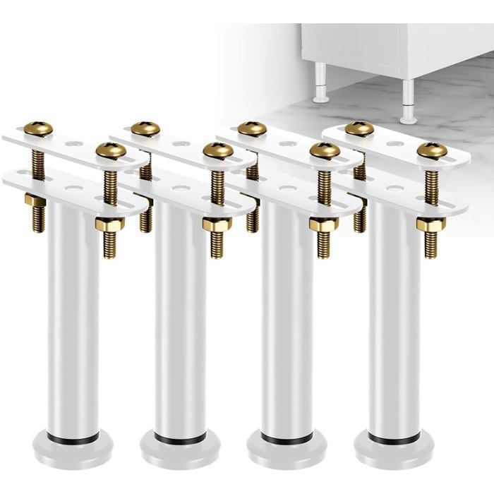 Pieds de Lit Réglables - Lot de 4 - Acier Laminé - Support Central Robuste 15 à 25 cm - Renfort Somm