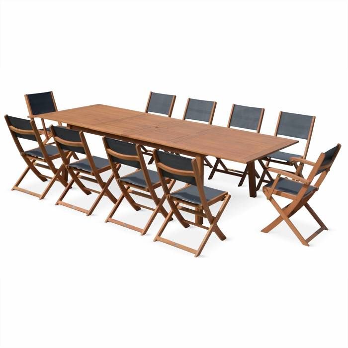 SWEEEK Ensemble de jardin en bois eucalyptus 10 places anthracite
