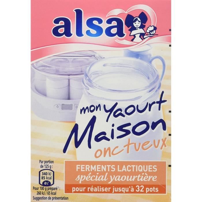 Alsa Preparation pour Yaourts Onctueux Mon Yaourt Maison 4 Sachets 8g - Lot de 4