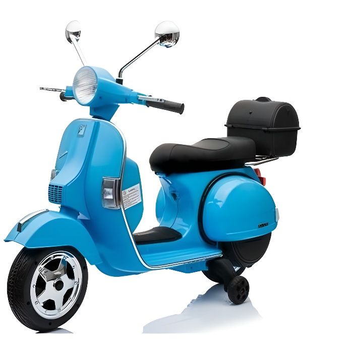 ATAA CARS Moto &eacute;lectrique pour enfant VESPA officiel 12v licence Piaggio Bleu -  - 2 roues - Batterie 12v 7ah 