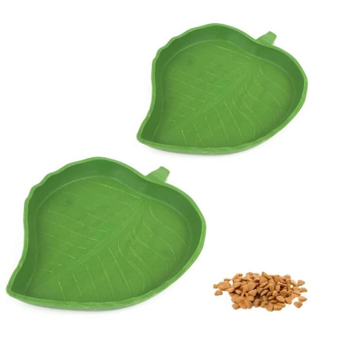 2 Pièces Bol deau de Nourriture pour Reptiles en Forme de Feuille Bol DAlimentation Pour Reptiles Accessoires Pour Tortues