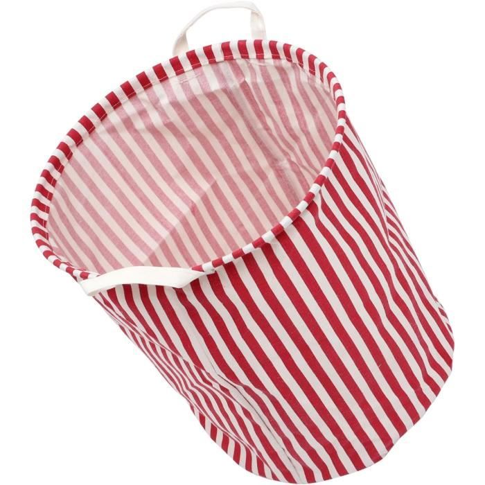 Grand Panier En Osier Rond Avec Doublure Tissu Vichy – Idéal Pour Linge Ou Jouets (H 53 Cm, D 51 Cm)