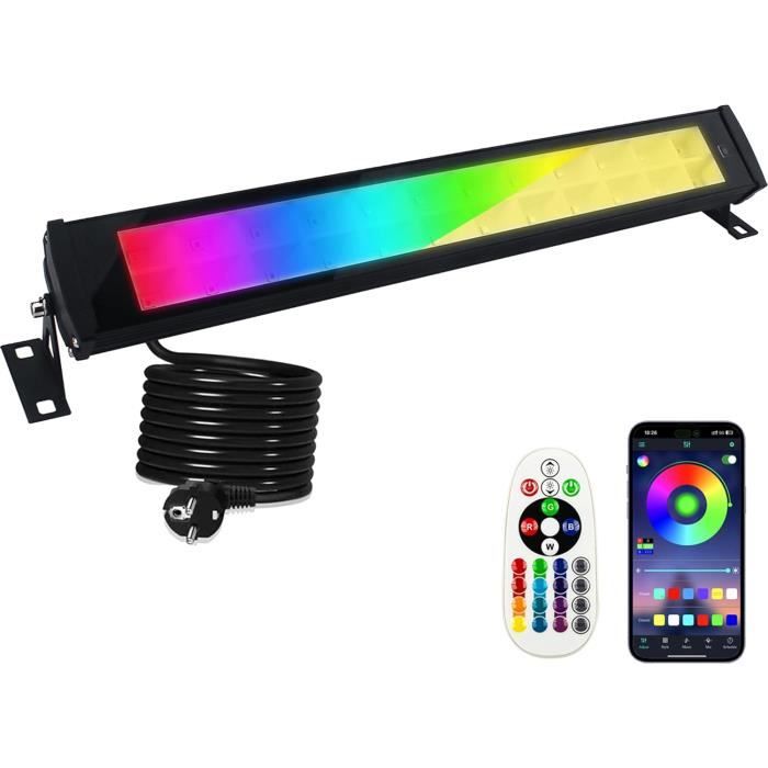Projecteur LED RGB Extérieur 50W IP66 - Contrôle WiFi/Bluetooth Et Télécommande - 16 Millions De Couleurs, Mode Musique - Pour Fête, Jardin, Bar