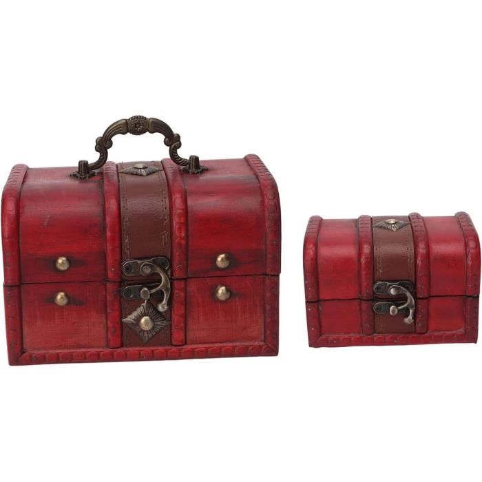 Coffre Au Trésor Pirate En Bois Pour Bijoux, 9x6 Pouces, Style Coquillages Croisés - Rangement Déco