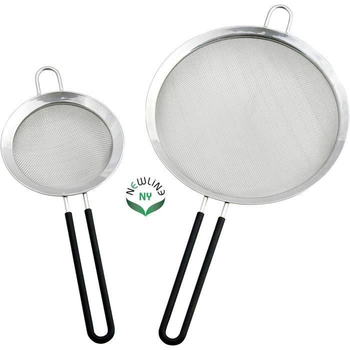 Lot De 2 Passoires En Inox 304 – Ø 16 Et 18 Cm, Poignée Amovible Anti-brûlure, Pour Pâtes Et Friture