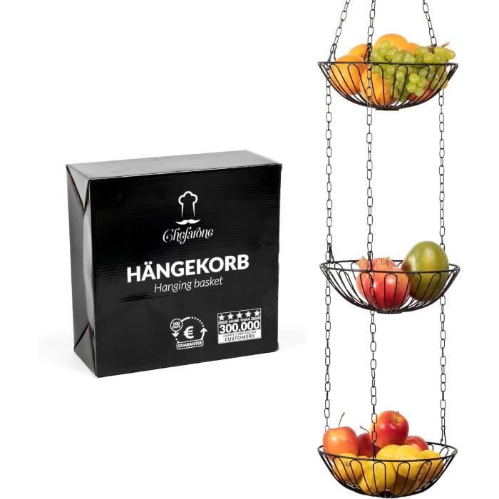 Sysow Corbeille à Fruits Suspendue 3 Étages - Hauteur Réglable - Rangement Cuisine Et Salle De Bain