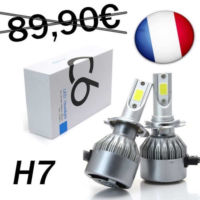 KIT AMPOULES LED H7 6000K BLANC PUR AUTO MOTO 3800 LUMENS FEU PHARE -  Cdiscount Auto