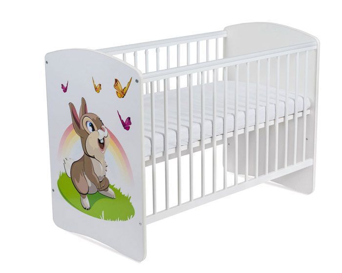 Lit A Barreaux Tomi Lapin 1x60 Avec Matelas Blanc Cdiscount Puericulture Eveil Bebe