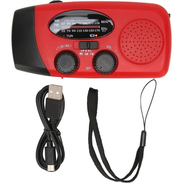 Radio D'Urgence 5 En 1 à Manivelle – Lampe, Horloge, Alarme, Rétro, Argent