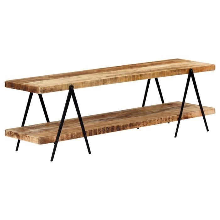 Meuble TV-Armoire TV en Bois Massif de Manguier - Contemporain - Design - Marron - 160x40x50 cm