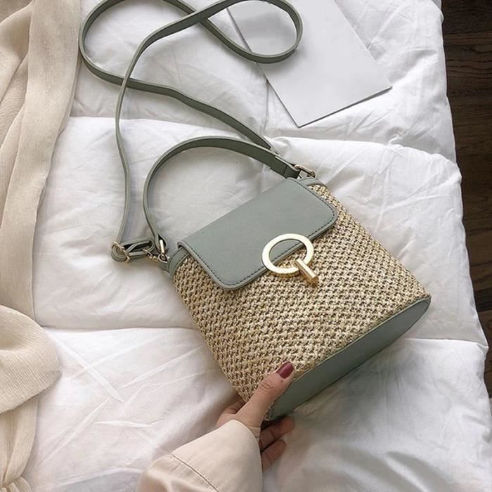 Petit sac seau en paille pour femmes sac bandouli re d t sac
