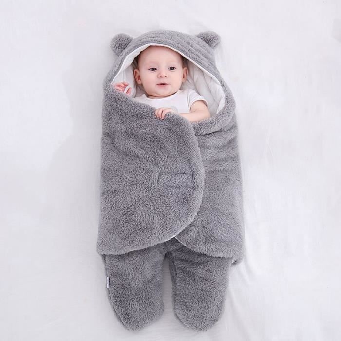 Universelle Sac de Couchage Bébé Hiver Couverture Emmaillotage Bébé Produits pour bébés longueur 78cm 3-6 mois Gris