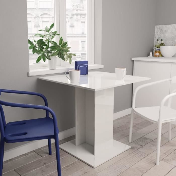 table à manger de 4 à 6 personnes scandinave salle à manger table cuisine - blanc brillant 80x80x75 cm aggloméré