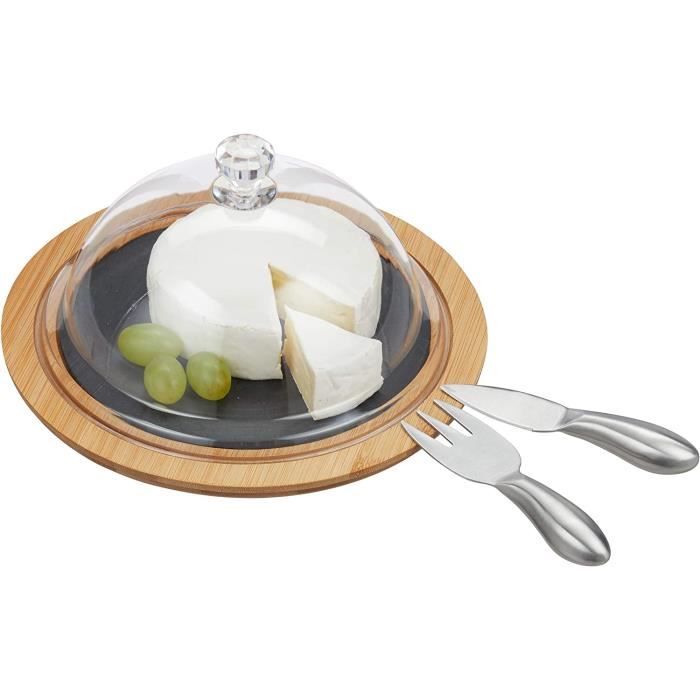 Cook Concept KA4327 Plateau à fromage avec cloche Bois bambou et plastique  Beige et transparent H7,8 x 18,5 x 24 cm - Cdiscount Maison