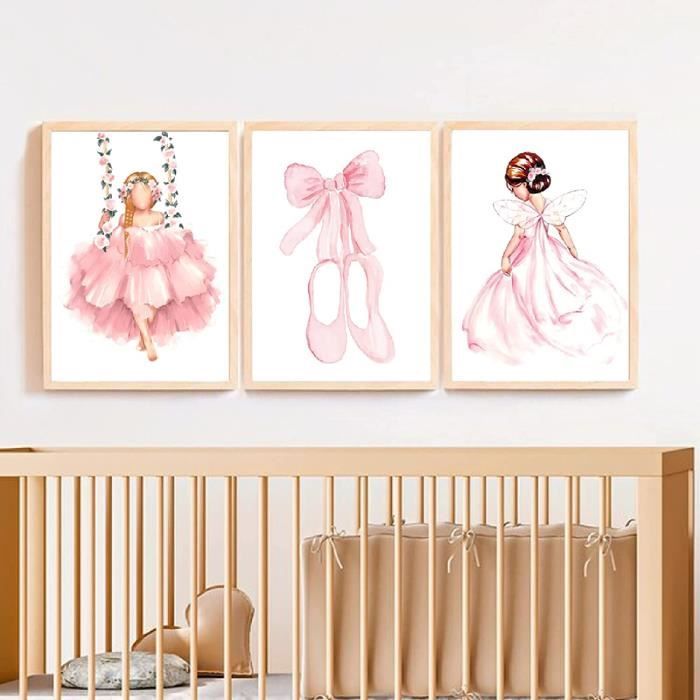 2 Affiches Prénom Fille Personnalisées 30x40 Cm - Décoration Chambre Enfant Rose - Sans Cadre