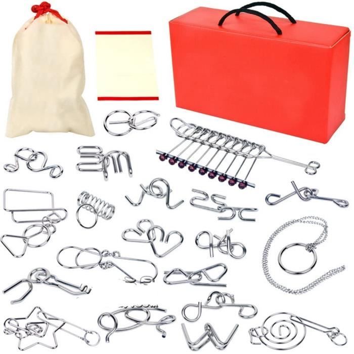 Casse-Tête Métal 24 Pièces - Jeux De Casse-Tête En Fil Métallique - Puzzle IQ Disentanglement Pour Adultes Et Enfants
