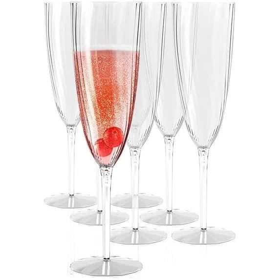 25 Pièces Flute Champagne Plastique,150ml Flûtes à Champagne à Bord