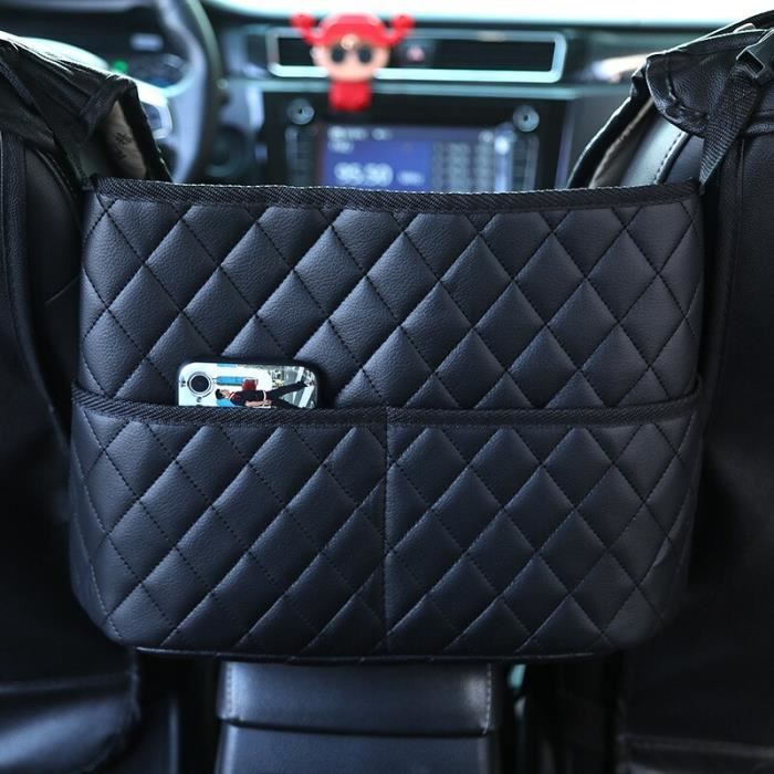 Rangement intérieur,Sac de rangement en cuir Pu pour sièges de voiture, sac  de rangement pour sièges d'auto - Type with 2 pocket
