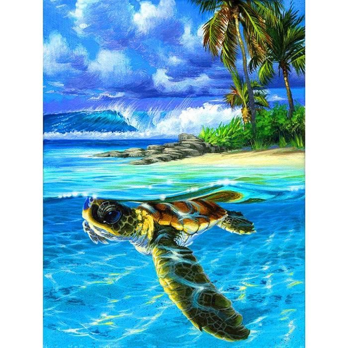 Kit Diamond Painting Tortue Multicolore - 20x20cm, Broderie Diamants, Neuf