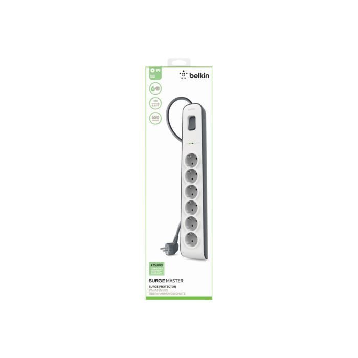 Belkin 6 Outlet Power Surge Protector - Protection contre les surtensions - connecteurs de sortie : 6 - Allemagne