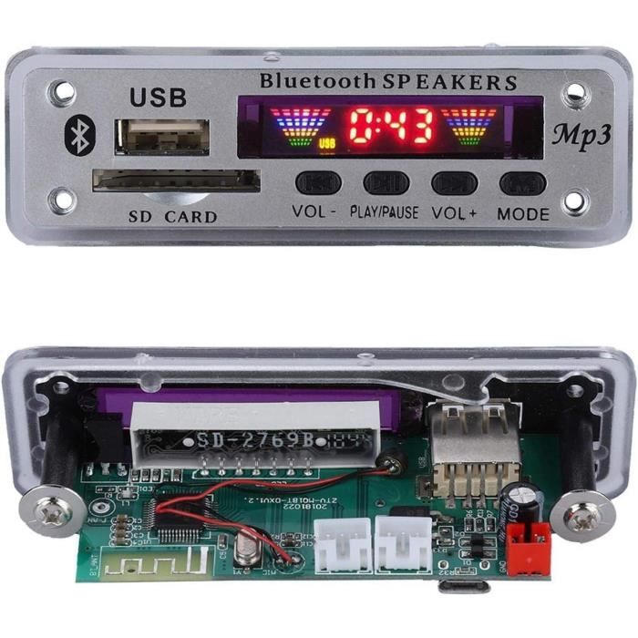 Carte Décodeur Bluetooth 5.0 Pour Voiture - MP3/USB/FM/AUX - Appel Mains Libres - Affichage Lumineux