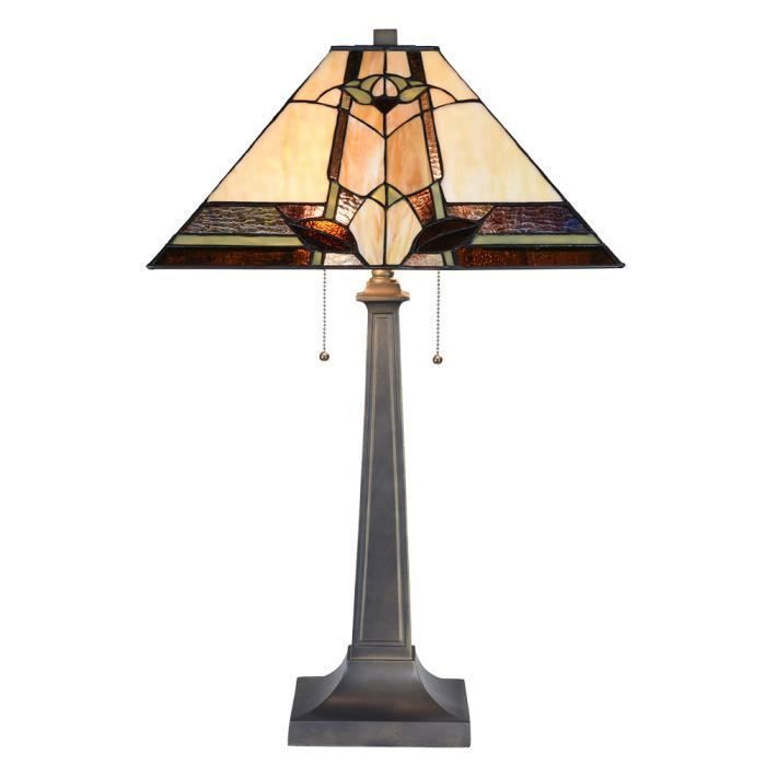 Lampe de table Tiffany 80 cm Beige Verre 5LL-6320