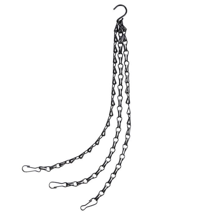 Lot 3 Chaînes Suspension Panier Noir – Chaîne Métal 40 Cm Avec Crochets Clips, Pour Pots Fleurs, Mangeoires Oiseaux, Paniers Suspendus, Déco Intérieur Extérieur