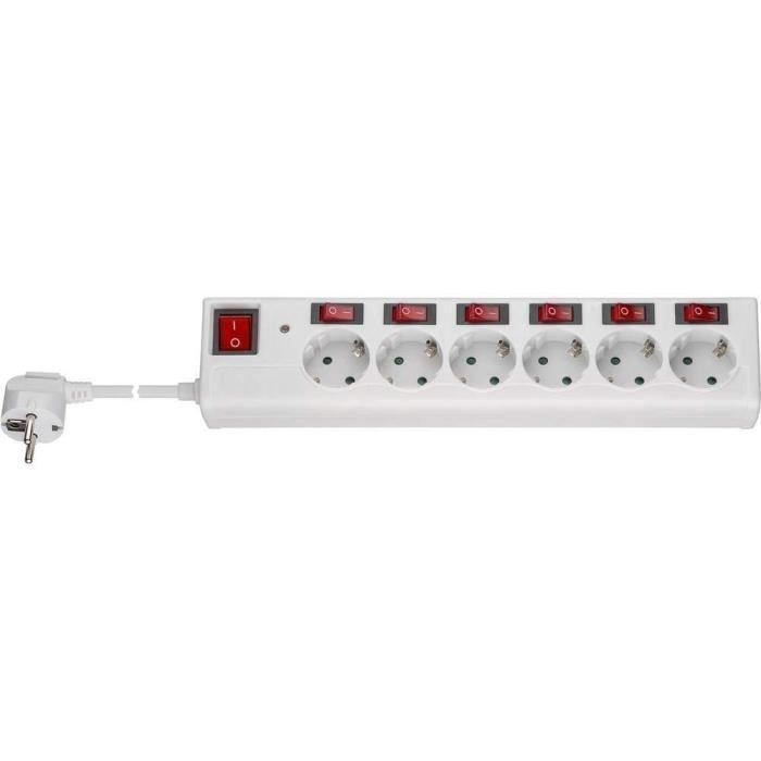 Goobay 72568 Barre multiprise 6 Prises avec Interrupteur 15 m Blanc