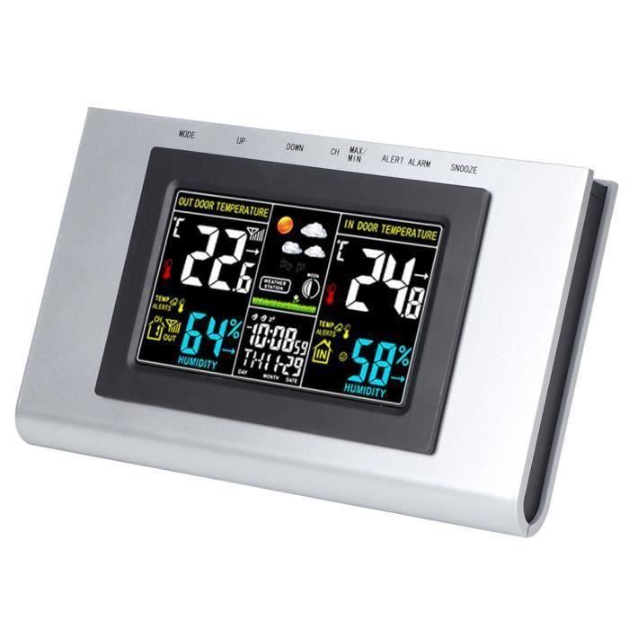 Station Météo Sans Fil Avec Capteur Intérieur Extérieur, Écran Couleur