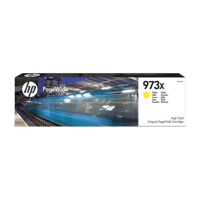 HP 973X Cartouche dencre jaune PageWide grande capacité authentique (F6T83AE) pour HP PageWide Pro 452/477/552/577
