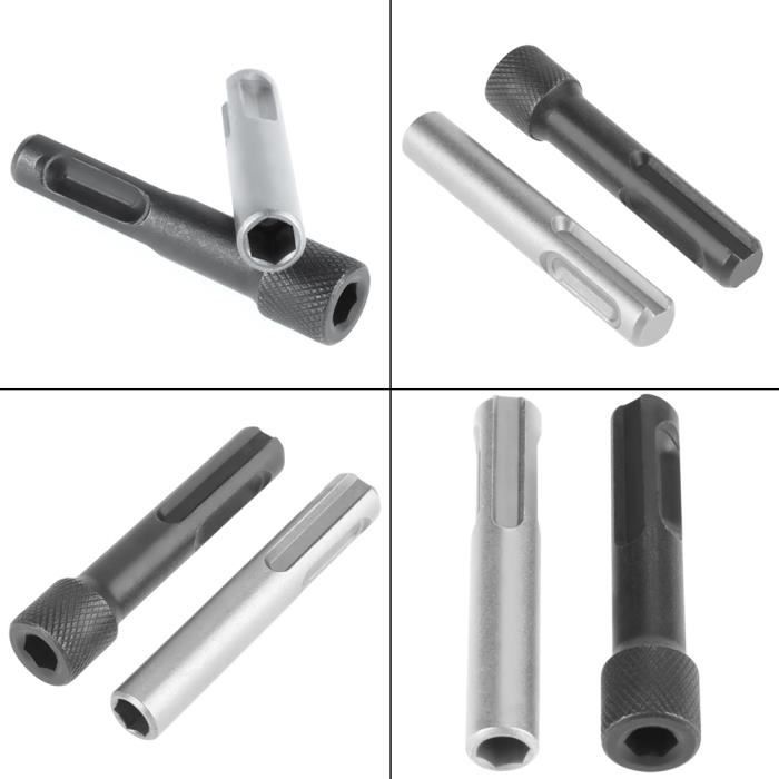 Lot De 2 Porte-embouts SDS Avec Tige Hexagonale + Foret Cruciforme 50mm Et 70mm - Pour Marteaux Perforateurs Et Visseuses - Acier 45 Robuste
