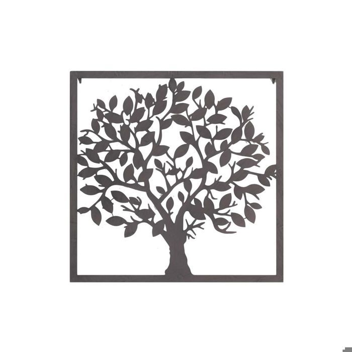 Décoration Murale Métal Feuilles 2 Pièces - Art Mural Arbre Feuilles Noir, 41x16cm, Style Rustique Pour Salon, Chambre